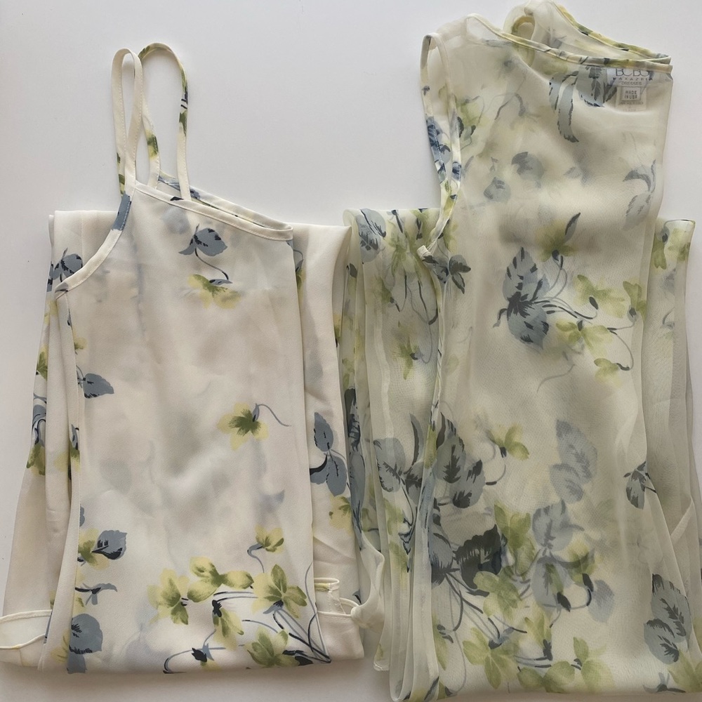 BCBG vintage floral sheer slip dress (2 pieces)